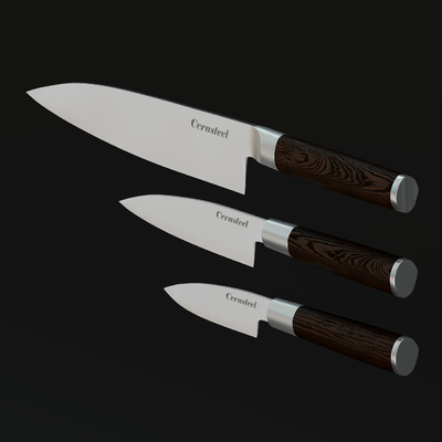 Cerasteel Knife 3 Set(3.5''paring, 5''utility, 8''santoku )